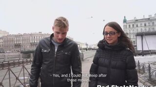 The first oncoming guy gets a blowjob from Russian hottie