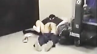 He kicked his pants down and began to fuck his girlfriend in the ass