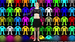 Sexy dancing blonde with nice boobs, stripping in public