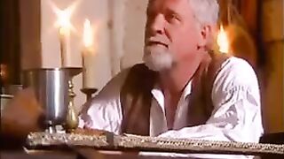 A group of guys fucked a girl in medieval clothes and roles