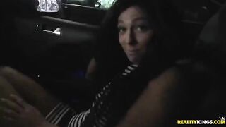 The guy came on the brunette's face after sex, a typical 60fps scene