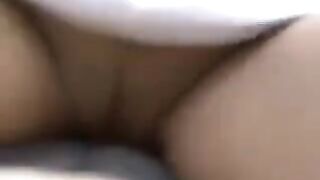The pretty woman got her pussy soaked with cum outdoors