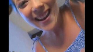 Babysitter with small tits gets fucked by a midget