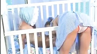 Babysitter with small tits gets fucked by a midget