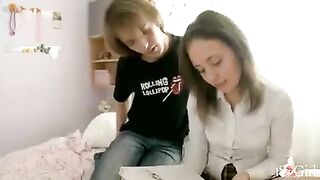 Entertainment at home with a classmate after lessons on intimate encounters