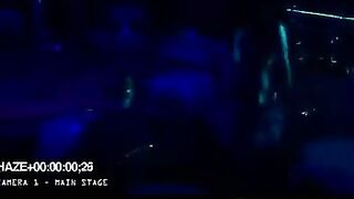 A girl is fucking with a guy in the club, making a mess