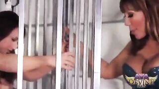 Two mature lesbians are having fun with a strapon