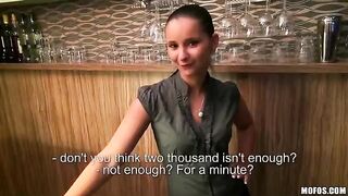 A beautiful girl is fucking with her bartender boyfriend