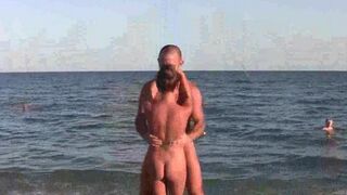 Naked gymnastics on the beach is always exciting