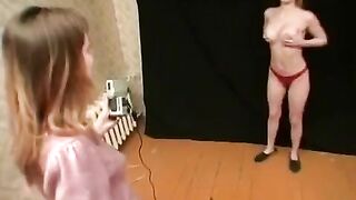 Lesbian games with Russian beauties, featuring intense pussy licking