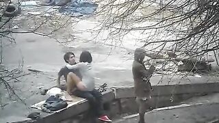 The guy was photographed during sex with a girl on the street