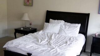 Two blondes are engaged in delicate sex right in the bedroom