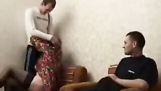 A mother, drunk and sexy, was fucked by her son and his friend