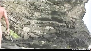 Amateur nudist beach video with people getting naked on the ocean