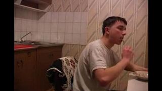 Mom gets fucked in the kitchen, it's even hotter than usual