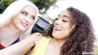 Two college girls sucking and fucking a quarterback’s cock