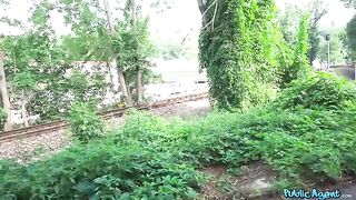 A blonde MILF is getting fucked right in the public area