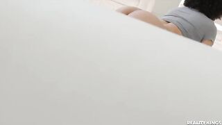 Spying on Latina roommate with bubble butt doing yoga