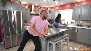 She was fucked in the kitchen by a huge black cock