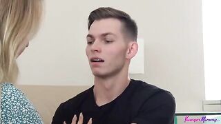 One plus one equals a hot blonde getting fucked on the couch
