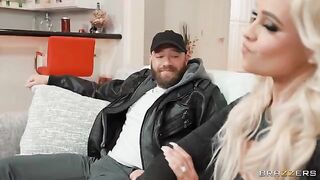 A girl is having fun with her husband because of money