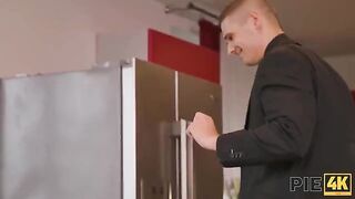The guy finished on the tits of sexy Milkshot in a steamy story
