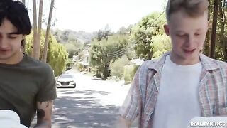The old milk is fucked by two young boys in a steamy threesome