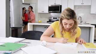 A sexy tutor has big natural tits and fuck tips