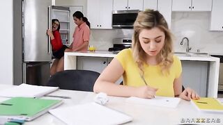 A sexy tutor has big natural tits and fuck tips