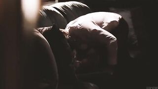 A hot blondie is having sex with her boyfriend in a romantic setting