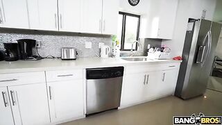 A maid is doing cleaning in all her nakedness