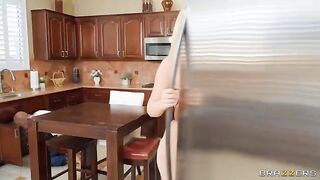 Life of a Bimbo - sexy blonde with big tits on the table