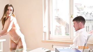 Busty boss Josephine calls employee for extra services