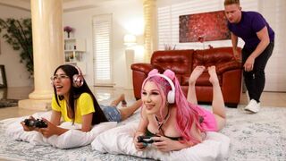 The girl in the role play does not know which way to turn