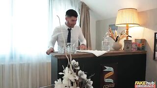 A man finishes in the mouth of a sexy woman with appetizing forms