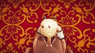 Footjob with sweet feet, anal creampie, facesitting, and deepthroat in a 3D Hentai Animation