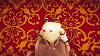 Footjob with sweet feet, anal creampie, facesitting, and deepthroat in a 3D Hentai Animation