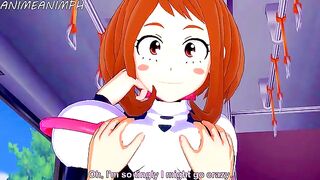 Ochaco Uraraka is way too horny for Deku - Two is better than one