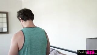 A guy is getting his dick sucked by two girls in an unexpected situation