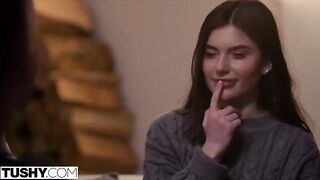 BFFs Talia and Stefany enjoy a hot anal threesome with a guy