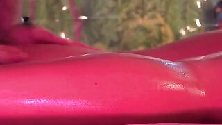 A sexy girl got an oiled massage, ending with a hot cumshot on her face