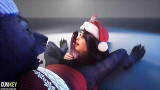 Werewolf banged beautiful girl with juicy pussy at Christmas