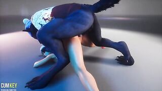 Werewolf banged beautiful girl with juicy pussy at Christmas