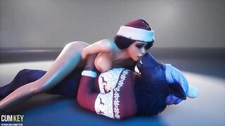 Werewolf banged beautiful girl with juicy pussy at Christmas