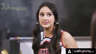 Three cheerleaders get fucked in a detention room by Kendra