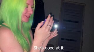 A girl sucked her friend's boyfriend's dick for a bet at a party