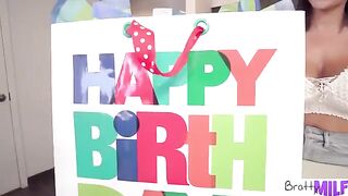 Busty stepmom Victoria June gets a sex toy and birthday sex