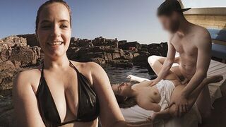 A sexy girl is begging to be fucked on a beach