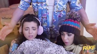 Their sweet pussies get wet and wild in a steamy threesome scene