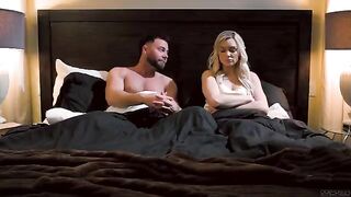 The couple has a passionate sex on the bed, embodying their innermost desires